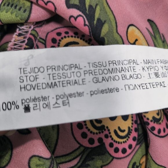 ZARA Pink Floral Print Button Front Satin Bloggers Long Sleeve Bodysuit Medium - Picture 8 of 15